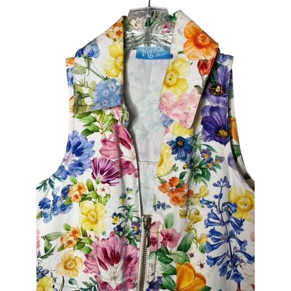 Show Me Your Mumu Blue Reno Denim Romper Shorts Zip Front  Small - Picture 3 of 9